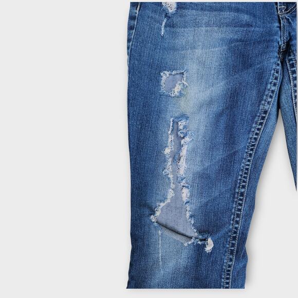 Silver jeans Aiko Women's 34x29 Blue Denim Distressed Holy Bootcut Med-Wash - Picture 4 of 10